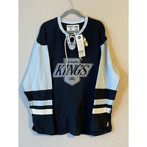 Men's 2XL NWT Los Angeles Kings CCM Lace‎ Up Heritage Sweater Black/Gray
